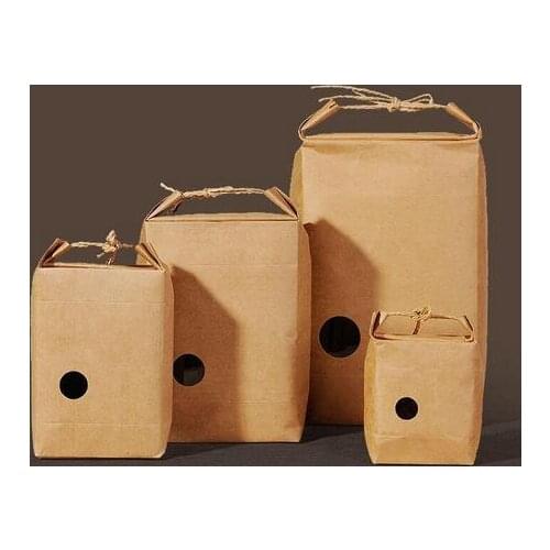 20PCS raft paper bag/ stand paper gift bags/food paper bags/Cookies Walnut dry fruit stand box with handle