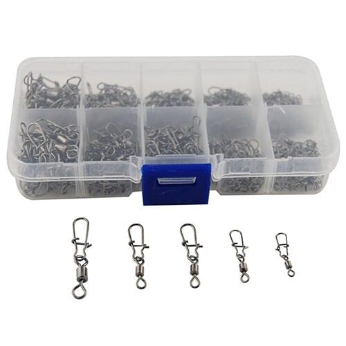210Pcs/set Set Swivel Clasp 8-shaped Rolling Brass Swivel Fast-lock Snap Ball Bearing Fishing Connector Swivel Clasp