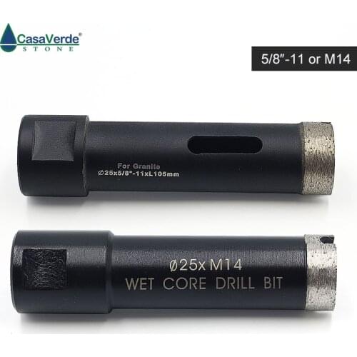 25mm with M14 arbor wet granite core drill bits for wet drilling stone with crown type segment brazed welded
