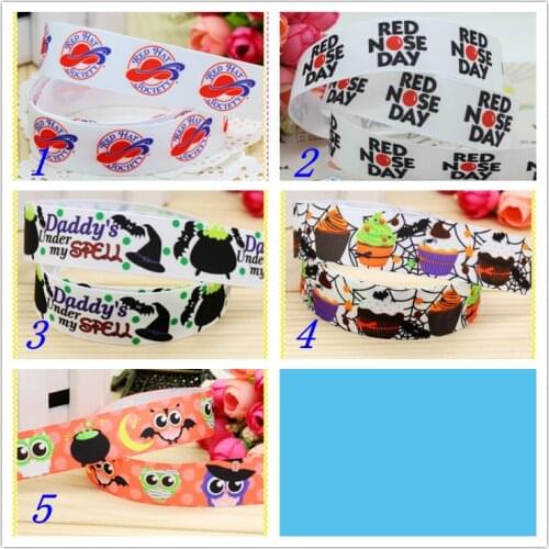 7/8'' Free shipping halloween hat nose da printed grosgrain ribbon hairbow headwear party decoration diy wholesale OEM 22mm S279