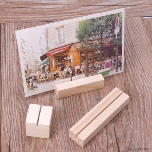 Free Shipping 1PC Bevel Natural Wood Memo Clips Photo Holder Clamps Stand Card Desktop Message Crafts Bracket Support Wholesales