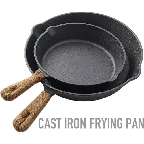 Outdoor Camping Cast Iron Frying Pan Picnic Barbecue Household Non-stick Frying Steak Pan Skillet Cooking Gear Equipment Frier