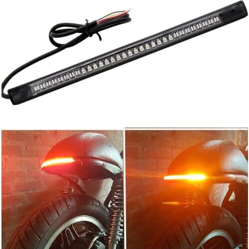 Flexible 32LED Motorcycle Strip Light Tail Brake Stop Turn Signal Light License Plate Lamp Red + Amber LED Color Motor Styling