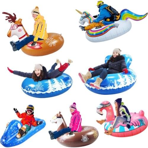Giant Flamingo Unicorn PVC inflated Snow Sled Unicorn Winter Snow Tube Board Inflatable Sled Skiing Toys Pool Float Adult Child