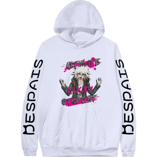Danganronpa Hoodies Japanese Game Cosplay Kawaii Print Sweater Pullover Hooded Pocket Unisex Rope Couple Streetwear Sweatshirts