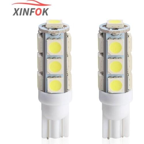 2 PCS Car Position Lamps T10 W5W Bulbs DC 12V White Clearance Side Marker Lights Signal Reverse Lamps 5050 Chips 13PCS SMD