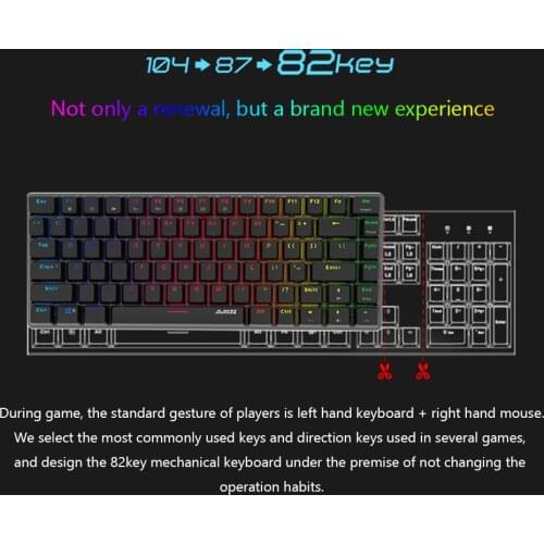 AJAZZ AK33 Linear Action Mechanical Keyboard Gaming E-sport Keyboard 82 Keys USB Wired Anti-Ghosting for PC Notebook