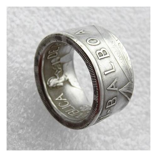 Handmade Ring By Panama 1947 'Head' Date Selection Balboa Silver Plated Copy Coins In Sizes 8-16