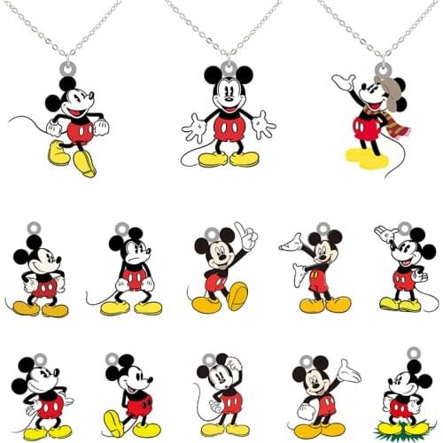 Disney Creative Design Mickey Play Balloon Shaped Pattern Pendant Epoxy Resin Necklace Cartoon Animation Jewelry