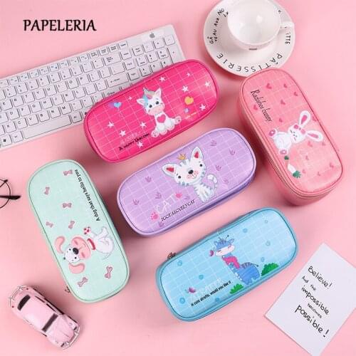 Multifunction School Pencil Case & Bags Large Capacity PU Leather Animal Unicorn Pen Box for Boy Girls Student Stationery Supply