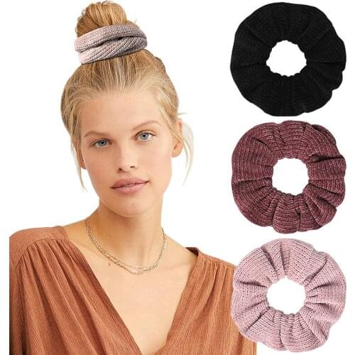 Fashion Solid Scrunchies Pleated Simple Elastic Headbands Corduroy Cloth Hairbands Girls Hair Tie Hair Rope Hair Accessories