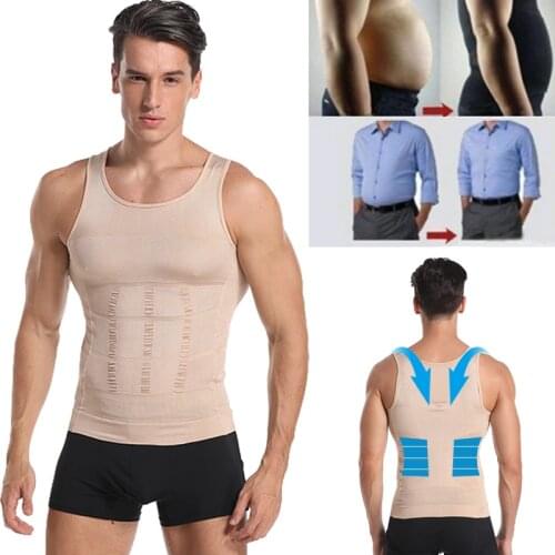 Be-In-Shape Mens Slimming Vest Body Shaper Belly Control Posture Gynecomastia Compression Shirt Underwear Waist Trainer Corset