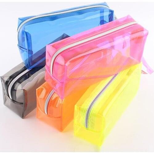 New transparent Plastic Pen Case Pencil Bag Holder Storage Pouch Cosmetic Makeup Bag Pouch Fashion Christmas Gift Papelaria