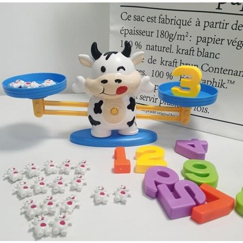NEW Montessori Math Match Toy Monkey Cow Balancing Scale Preschool Number Balance Toys Baby Educational Learning Board Game Gift