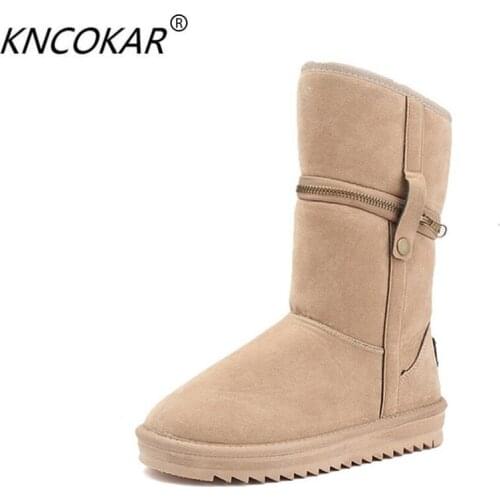 KNCOKAR New snow boots for women heat and anti-skid can be unbuckled thick-soled cotton shoes
