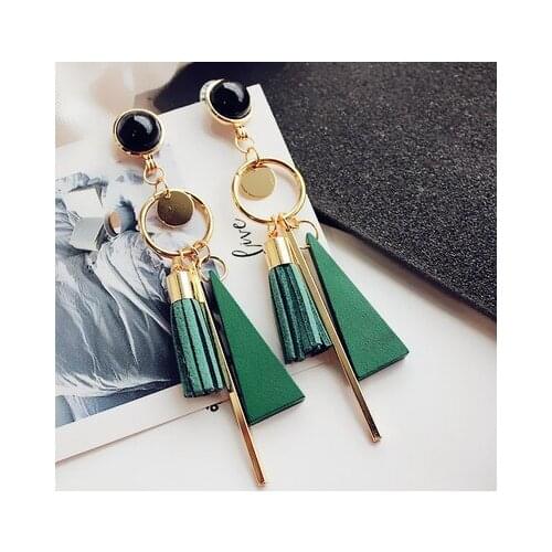 Wholesale Girl Jewelry Earring Ear clip Famous Brand Fashion Jewelry zinc alloy long Tassels Earrings black /red color ear