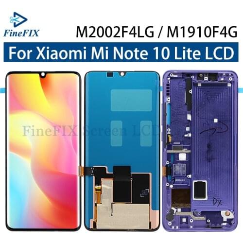 ​AMOLED For Xiaomi Mi Note 10 Lite Display Screen Original Lcd Display+Touch Screen For Mi Note 10 Lite M2002F4LG M1910F4 LCD
