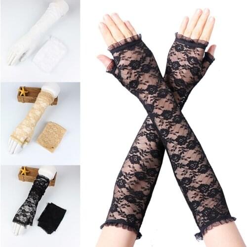 Summer Women Driving Glove Sunproof Arm Sleeves Sexy Lace Gloves Lady Fingerless Elastic Sleeve Fake Sleeves Classic Long Glove