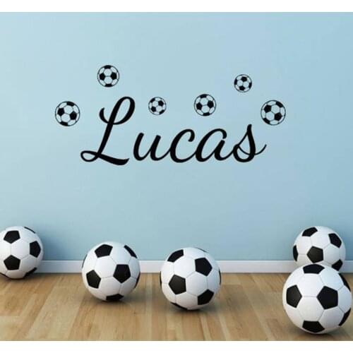 PERSONALISED Name with Footballs Wall Art Sticker, Boys Decal, Modern Sticker Paper Single-piece Package ROWNOCEAN Cartoon