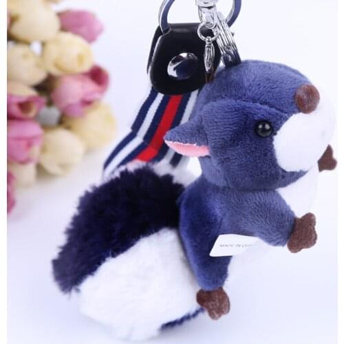 Plush soft squirrel mobile phone accessory schoolbag keychain car pendant plush squirrel doll small gifts boyfriends girlfriends