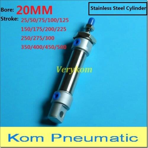 Pneumatic Stainless Steel Bore 20MM Stroke 25MM ~ 500MM MA Mini Cylinder Double Acting Magnet Air Actuator MA20X100-S MA20*200S