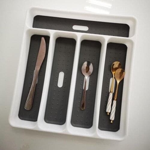 5 Compartments Cutlery Tray Kitchen Spoon Fork Knife Organizer Kitchen Tableware Plastic Storage Holder Rack Kitchen Accessories