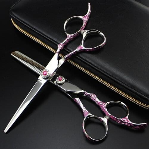 New professional Japan steel 6 inch Plum handle hair scissors cutting salon barber makas thinning shears hairdressing scissors