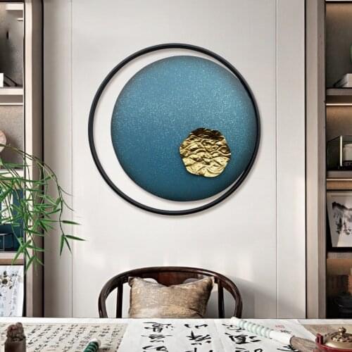 Simple Modern Luxury Wrought Iron Round Wall Hanging Home Livingroom Background Wall Mural Decoration Hotel Wall Sticker Crafts