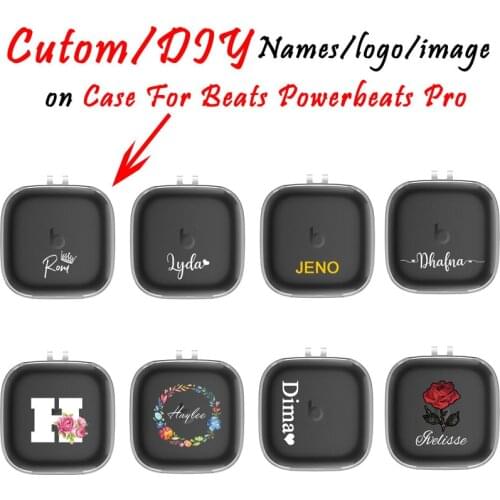 Custom name text photo logo Silicone Clear Earphone Case For Beats Power beats Pro personal design soft TPU Customized Cover