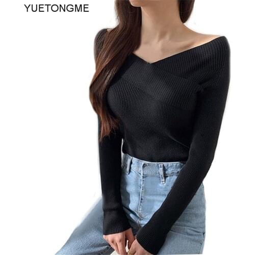 Pullover Ribbed Knitted Sweater Autumn Winter Clothes Women 2021 Long Sleeve Slim Basic Woman Sweaters Tops