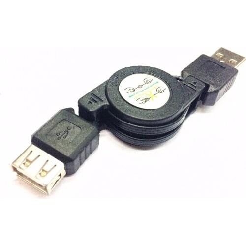USB 2.0 A Male To A Female M/F Extension Retractable USB Cable Cord Black
