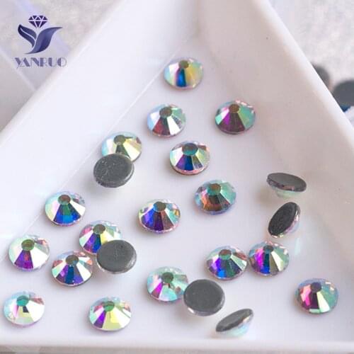 YANRUO 2028HF All Sizes AB Hot Fix Crystal Stone Strass Hotfix Iron On Flat Back Rhinestones For Clothing