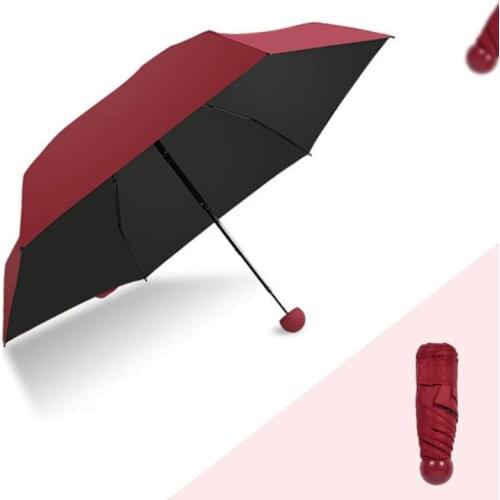 Japan Creative Rain Gear Sunny Rain Umbrella Dual Use Manual Pill 5 Folding Black Glue Sunscreen Parasol Female Capsule Umbrella