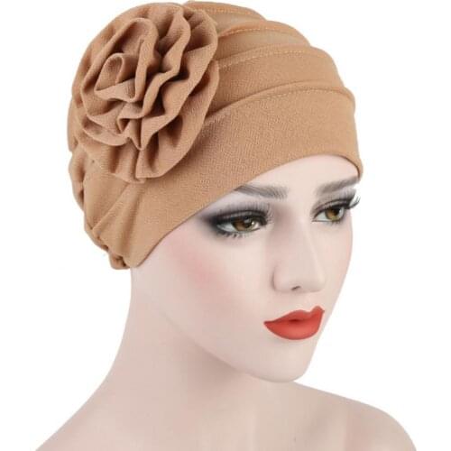 Women Side Flower Caps Solid Color Stretch Hat Fashion Breathable Headwear Gift