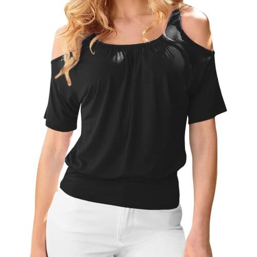 Off-shoulder Womens Tops And Blouses Womens Loose Corset Solid Color O-neck Short-sleeved Blouse Blusas Mujer De Moda 2021