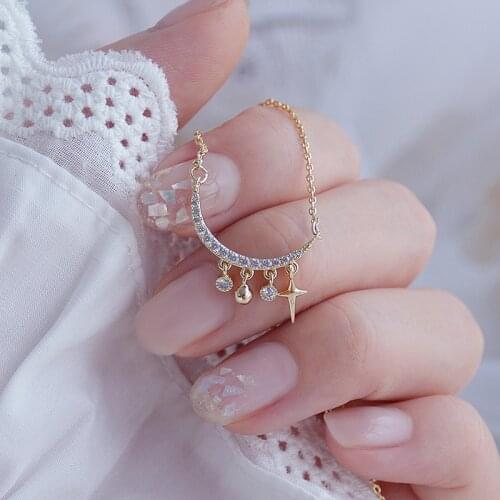 14k Gold Plated Cross Necklace for Women Shining Bling AAA Zircon Women Clavicle Chain Charm Wedding Pendant Jewelry