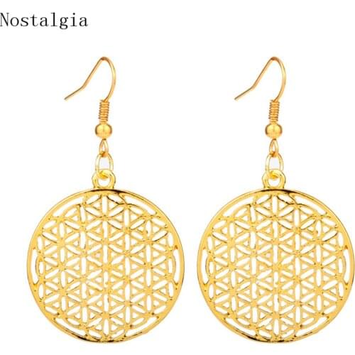 Flower of Life Golden Religious Earring Jewelry. Arabia India Yoga Jewelry Thailand India Hippie Jewelry Chiang Mai Yoga jewelry