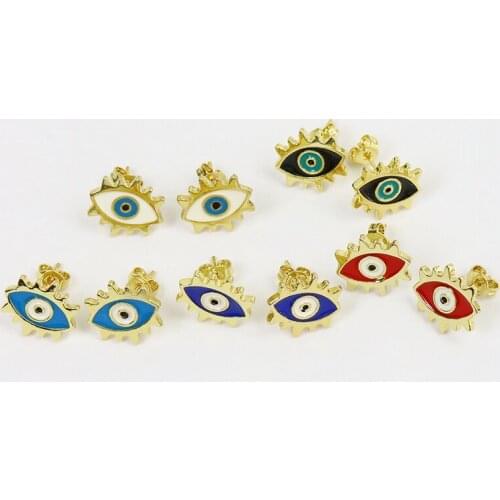10 Pairs Emanel Eyes shape stud earrings Gold shape earrings Mix color Jewelry Eyes earrings Gift for women jewelry 51535