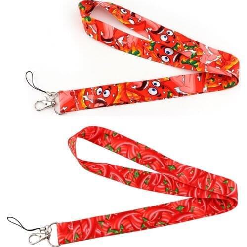 12pcs/lot E3468 Cartoon Red Chili Strap Necklace for keys Lanyard for ID Card Pass Gym Mobile Phone USB badge Lanyard