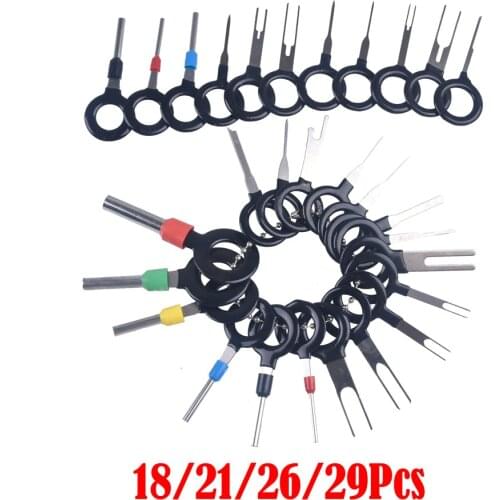 18/21/26/29Pcs Car Wire Terminal Removal Tool Wiring Crimp Connector Pin Extractor Kit Automobiles Terminal Repair Hand Tools