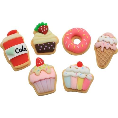 20/50/ Resin Mixed Drinks Cakes Flat Back Strawberry Cupcakes Cabochon Scrapbook DIY Embellishments Miniature Dolls Accessories