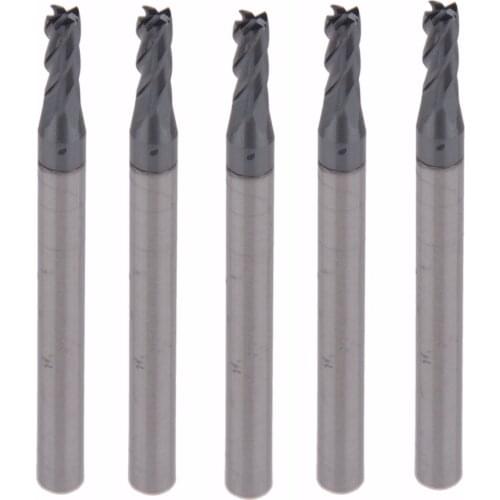 5Pcs D3*8*50 Four Flutes Micro Solid Carbide Face End Mill CNC Milling Cutter Bits For Steel Milling