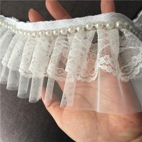 9cm wide high quality dress wedding dress white lace hand-stitched beads lace accessories 2yards/lot