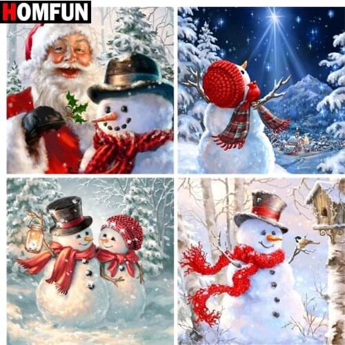 HOMFUN 5D Diamond "Snowman Christmas" Diamond Embroidery Full Round/ Square Diy Diamond Painting Cross Stitch Home Decor
