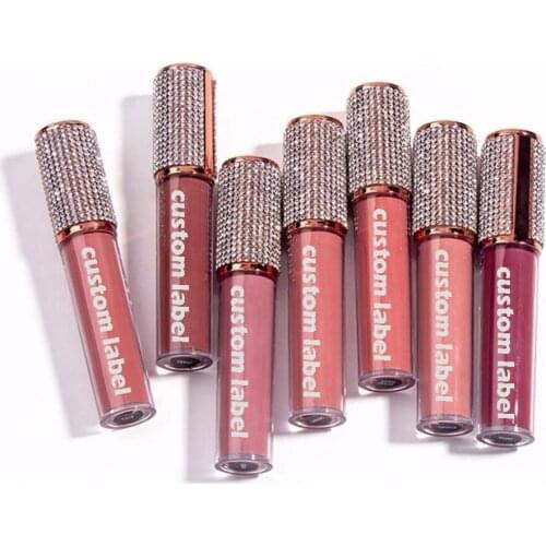 30pcs Custom Private Label Diamond Lipgloss Wholesale Clear Shiny Glitter Glossy Makeup Lip Gloss Custom Liquid Lipstick Bulk
