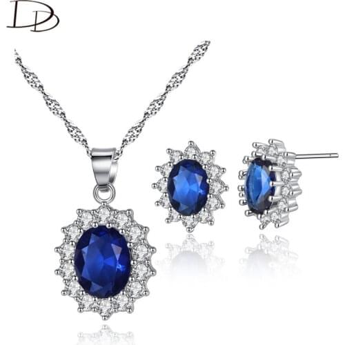 DD cubic zirconia For Women wedding Engagement crystal Jewelry Sets for Women Necklace & Stud Earrings pierscionki ringen