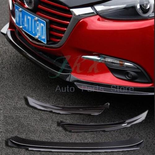 Fit For Mazda 3 AXELA 2017-2018 Carbon Fiber Color Front Bumper Protecto Cover Trim 3pcs