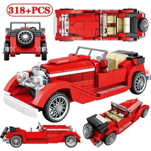Creator City Mechanical Classic Cars MOC Model Brick Technical Convertible Racing Vehicle Building Blocks Toys For Kids