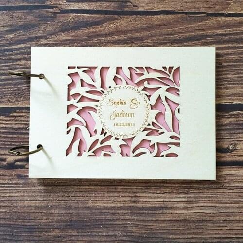 Personalized Rustic Wedding Guest Book Custom Wood Wedding Memory Book Album Engagement Anniversary Gift Laser Cut Art