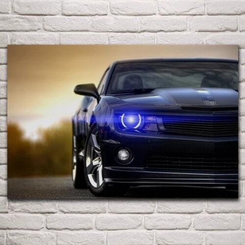 Cool custom black camaro blue eyes sport car artwork posters on the wall picture home living room decoration for bedroom KN920